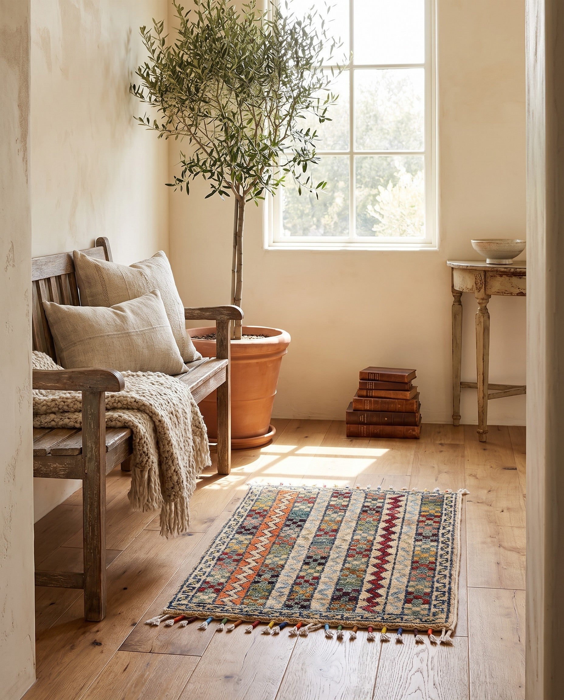 1' 4 x 2' Hand Knotted Ziegler Rug