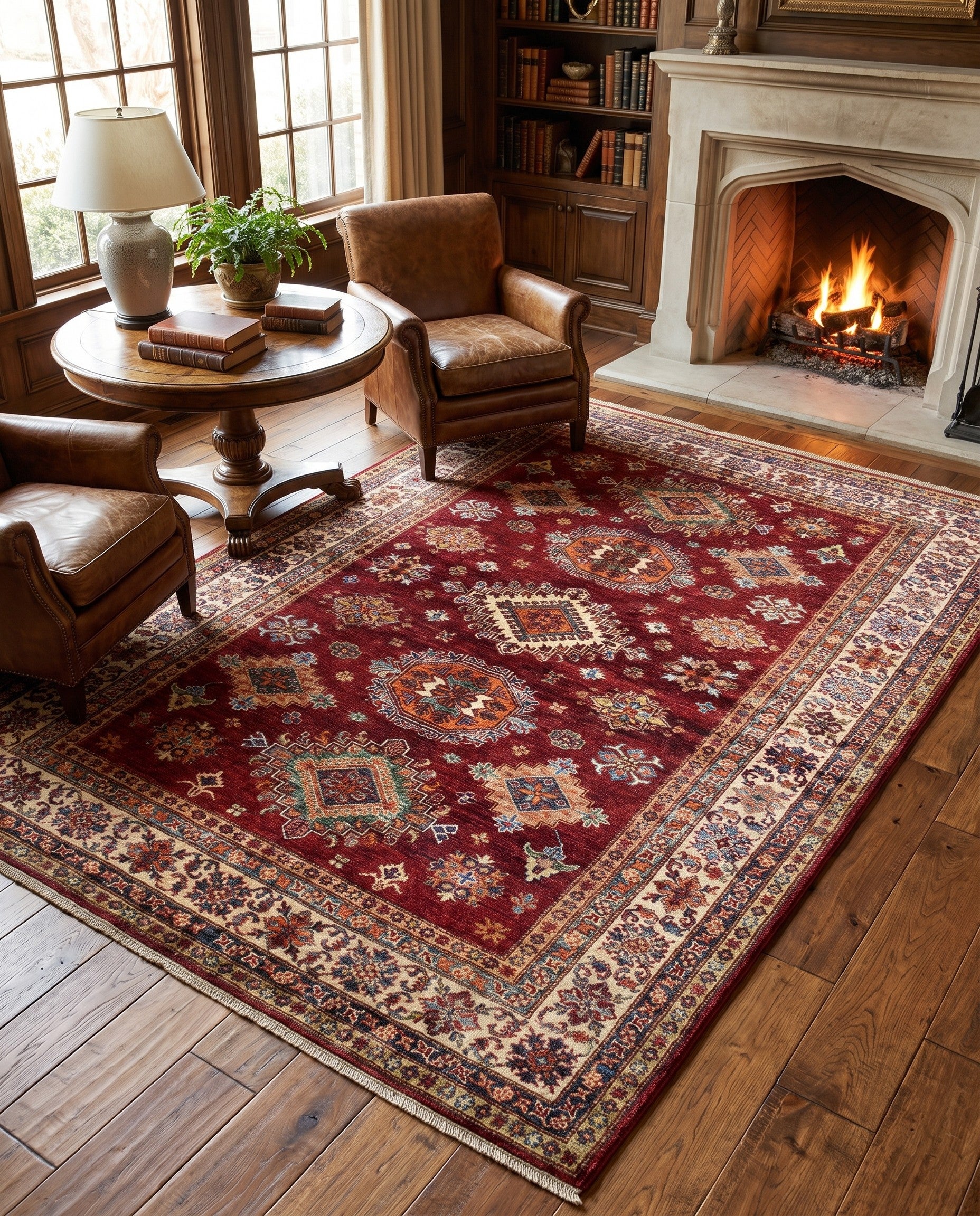 5' 8 x 8' Hand Knotted Kazak Rug