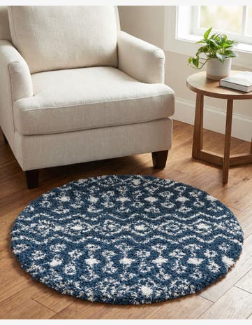 3' x 3' Moroccan Trellis Shag Round Rug