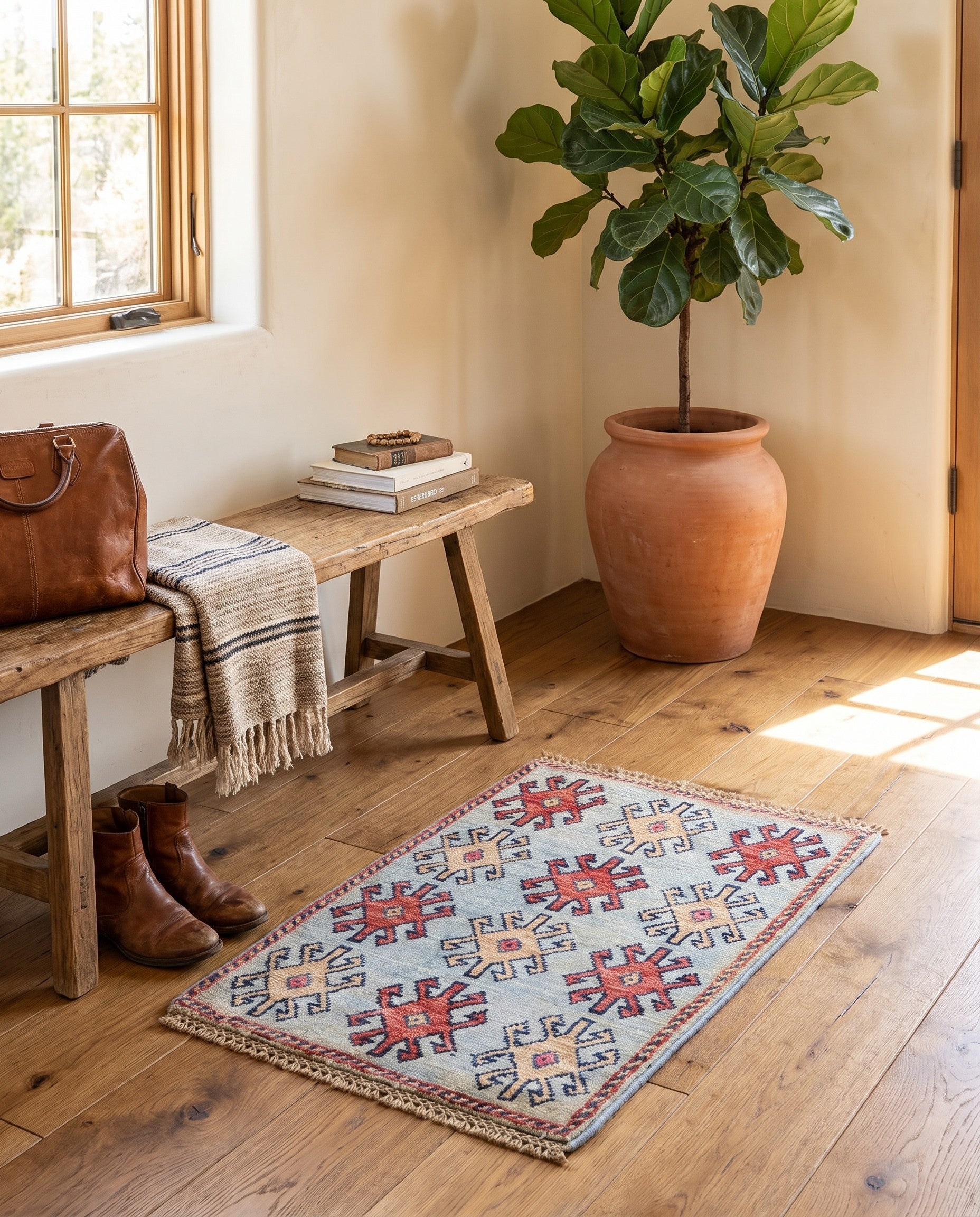 1' 4 x 2' Hand Knotted Ziegler Rug