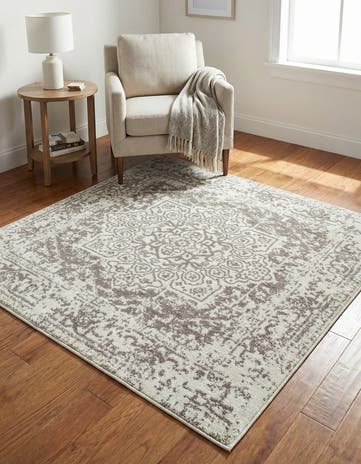 White Arlington Square Rug