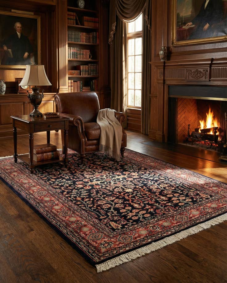 Detail image of 4' 7 x 6' 9 Hand Knotted Sarough Wool Rug