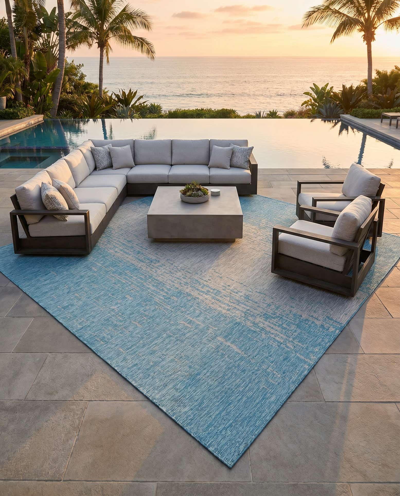 13' x 13' Easy-Clean Modern Indoor / Outdoor Square Rug