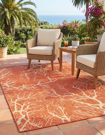 5' x 8' Easy-Clean Botanical Indoor / Outdoor Rug
