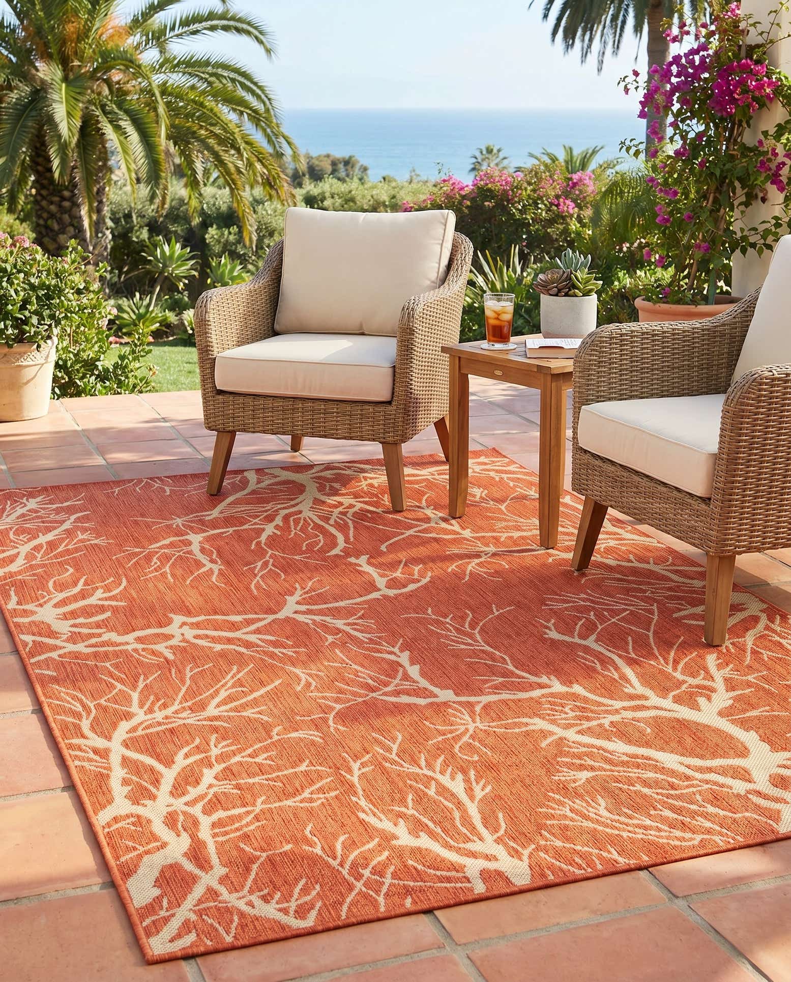 5' x 8' Easy-Clean Botanical Indoor / Outdoor Rug