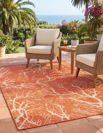 5' x 8' Easy-Clean Botanical Indoor / Outdoor Rug
