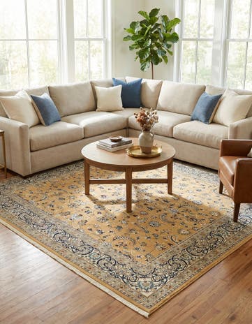 Beige Nain Design Square Rug