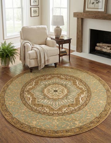 Cream Mamluk Round Rug