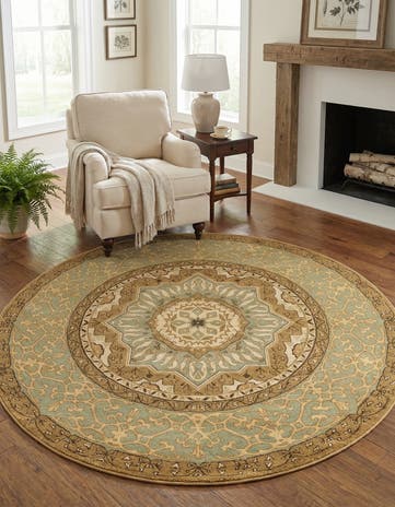 Cream Mamluk Round Rug