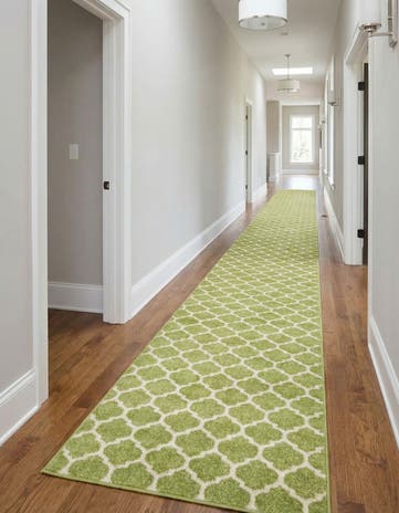 Light Green Lattice Runner Rug