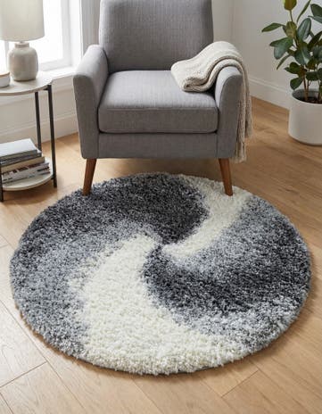 Smoke Gray Soft Touch Shag Round Rug