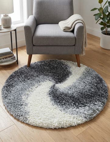 Smoke Gray Soft Touch Shag Round Rug