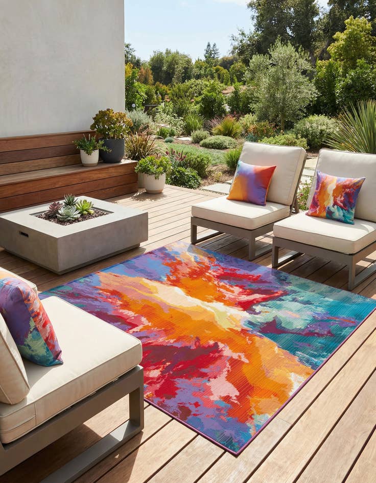 Detail image of 6' x 6' Washable Modern Indoor / Outdoor Square Rug