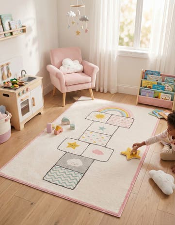 5' 3 x 8' Hopscotch Whimsy Kids Rug