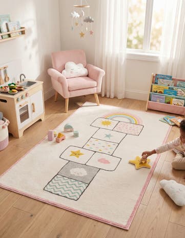 5' 3 x 8' Hopscotch Whimsy Kids Rug