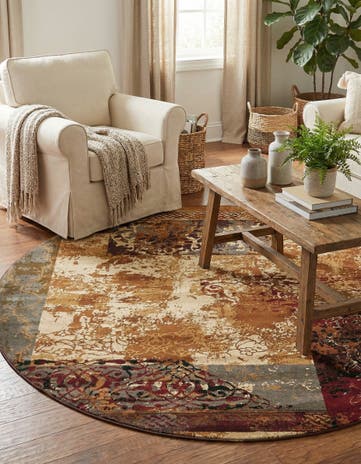 Beige Coffee Shop Round Rug