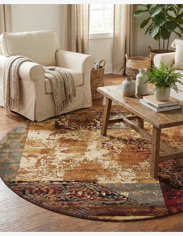 Beige Cafe Round Rug