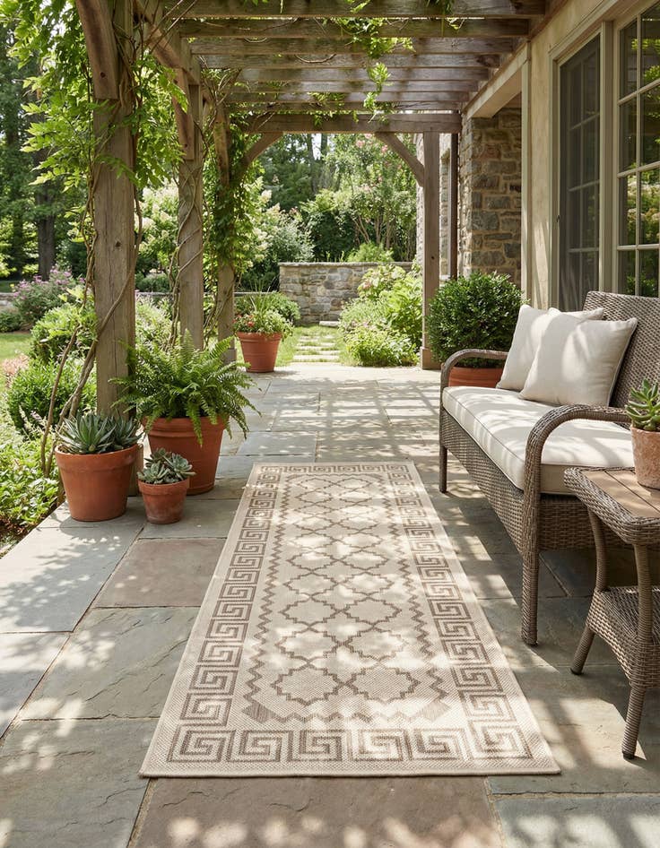 Detail image of 2' 2 x 6' Washable Lattice Indoor / Outdoor Runner Rug