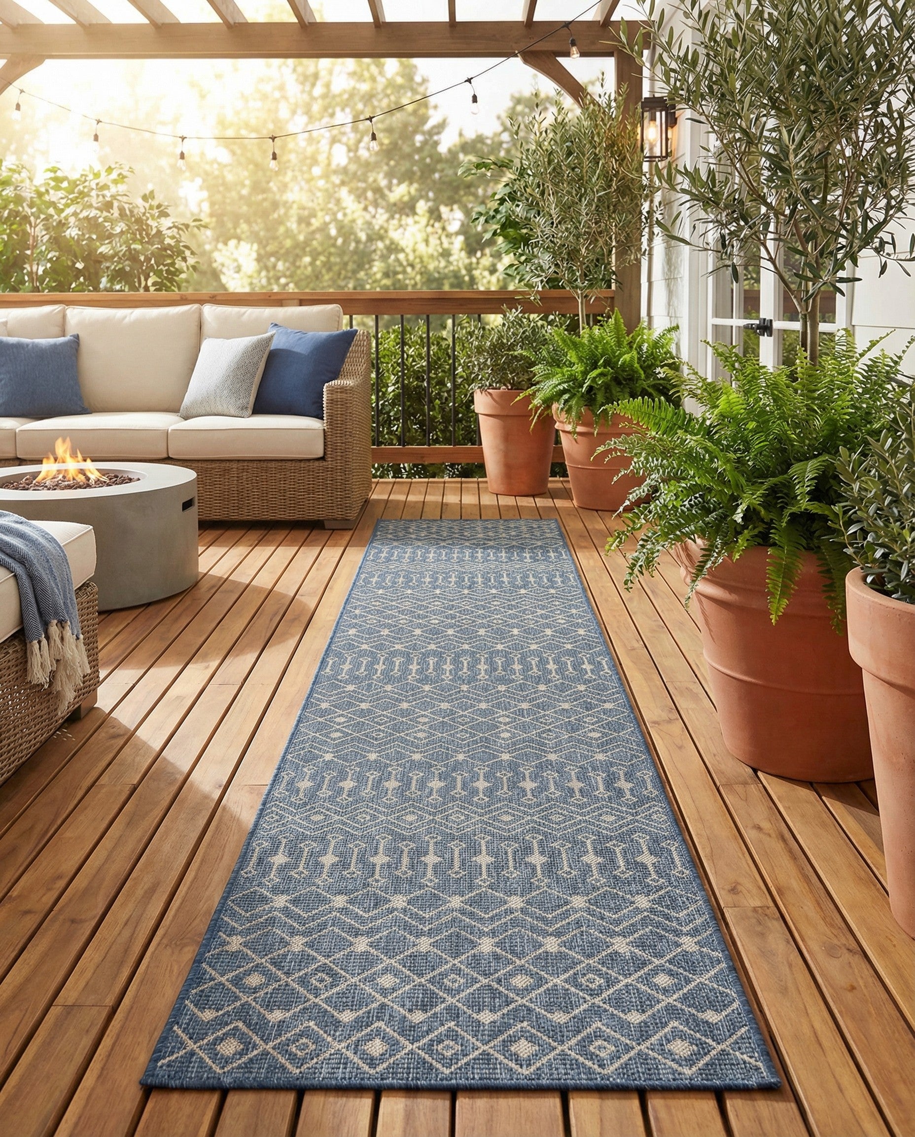2' 7 x 14'  Washable Trellis Indoor / Outdoor Runner Rug