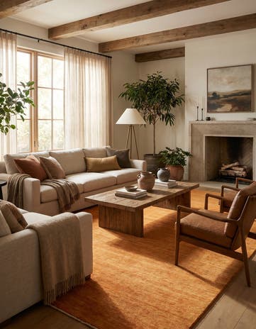 Orange Hand Knotted Solid Gabbeh Wool Square Rug