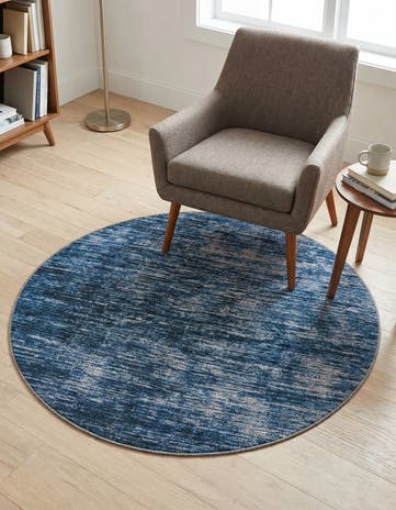 Blue Asha Round Rug