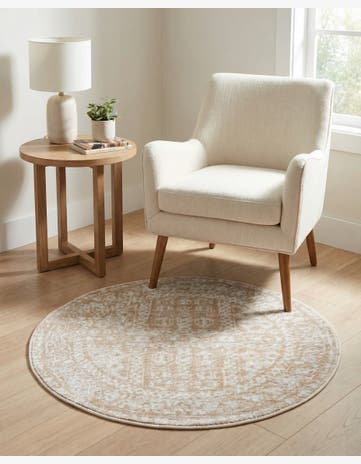Beige Oxford Round Rug