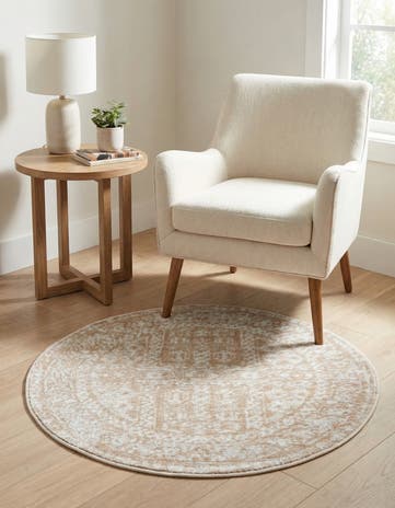 Beige Oxford Round Rug