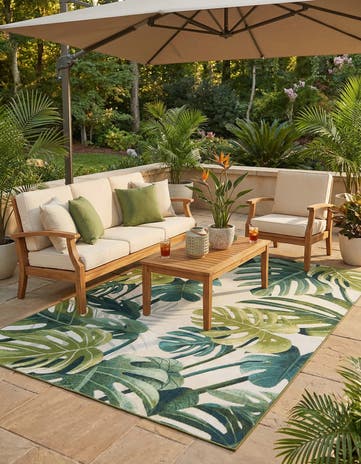 5' 3 x 8' Easy-Clean Botanical Indoor / Outdoor Rug