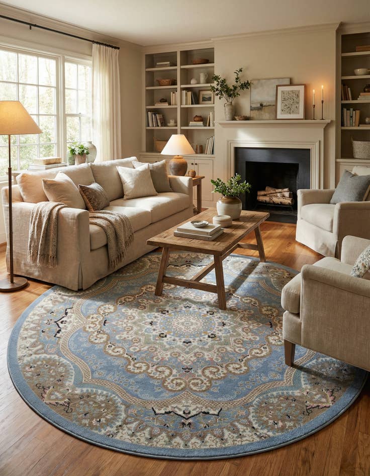 Detail image of 7' 10 x 7' 10 Kamala Washable Round Rug