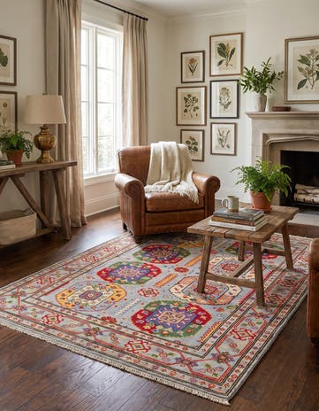 4' 3 x 6' Hand Knotted Kazak Rug