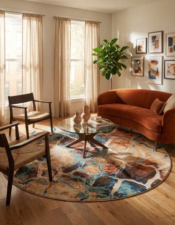 Brick Red Gossamer Round Rug