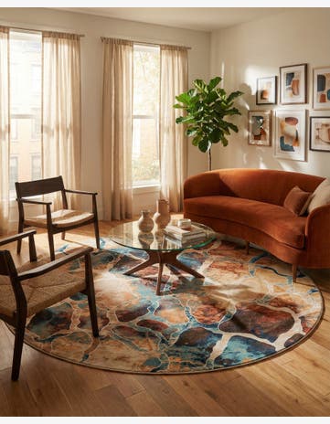 Brick Red Gossamer Round Rug