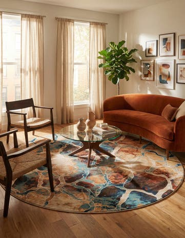Brick Red Gossamer Round Rug