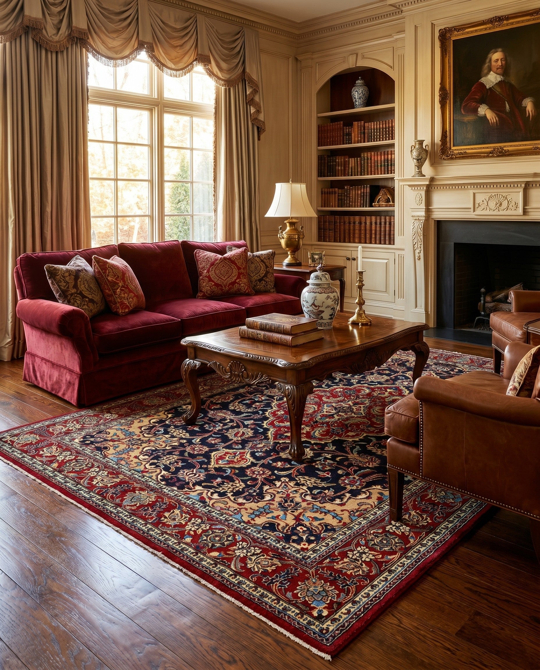 4' 8 x 6' 9 Hand Knotted Qom Persian Rug
