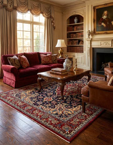 4' 8 x 6' 9 Hand Knotted Qom Persian Rug