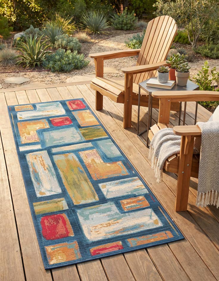 Detail image of 2' 7 x 7' Washable Modern Indoor / Outdoor Runner Rug