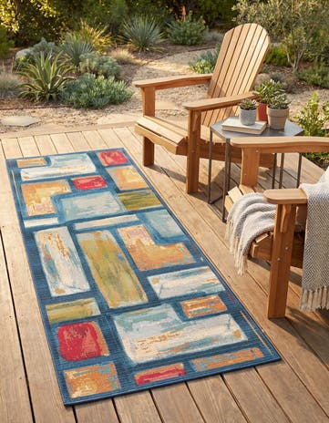 2' 7 x 7' Easy-Clean Modern Indoor / Outdoor Runner Rug