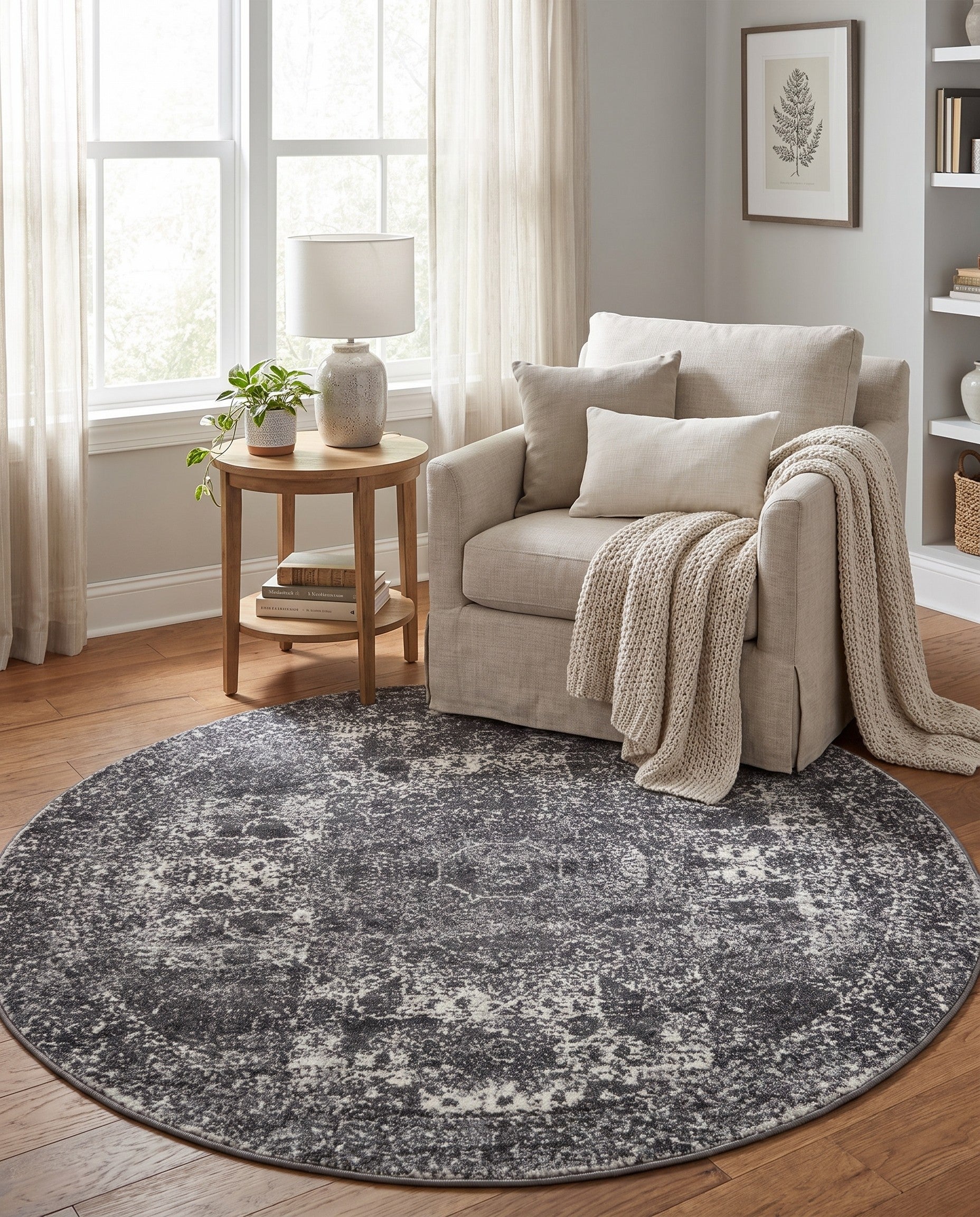 Dark Gray Dover Round Rug