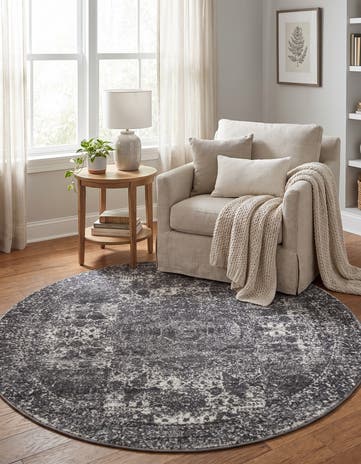 Dark Gray Dover Round Rug