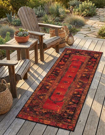 Easy-Clean Tribal Indoor / Outdoor Runner Rug