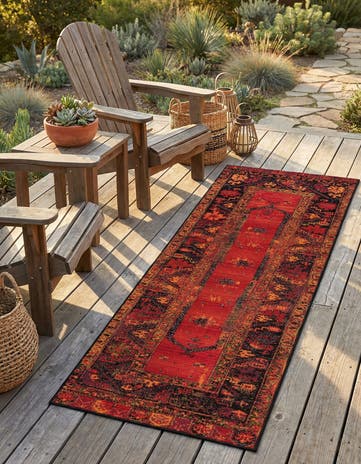 Easy-Clean Tribal Indoor / Outdoor Runner Rug