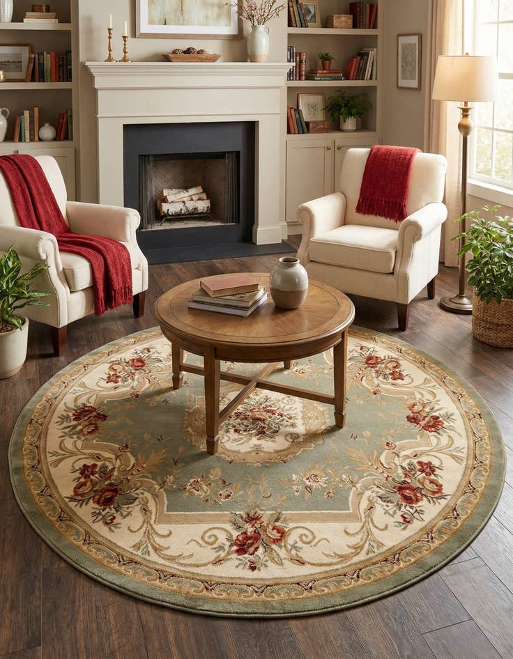 Detail image of 7' 10 x 7' 10 Classic Aubusson Round Rug