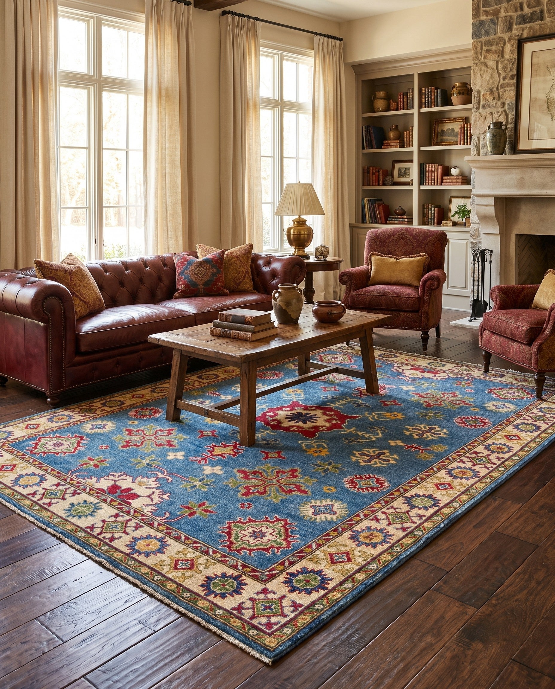 5' 9 x 7' 8 Hand Knotted Kazak Rug