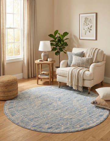 Blue Restoration Round Rug