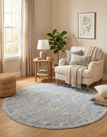 Blue Restoration Round Rug