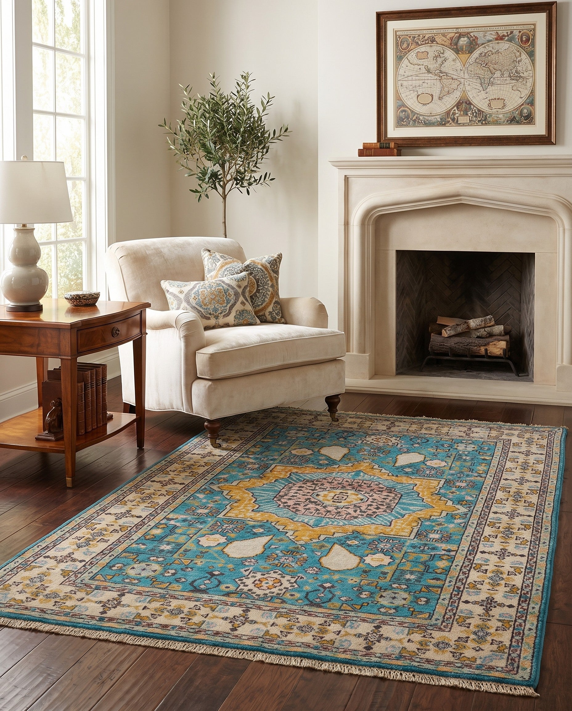 3' 5 x 5' Hand Knotted Mamluk Ziegler Rug