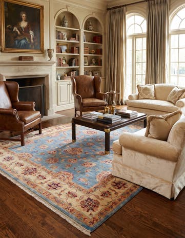 6' 3 x 9' 1 Hand Knotted Ziegler Rug