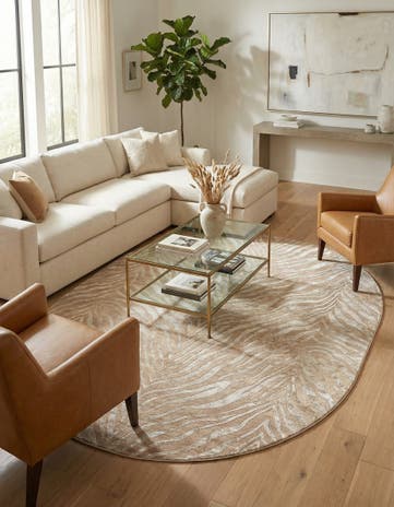 Ivory Beige Finsbury Oval Rug