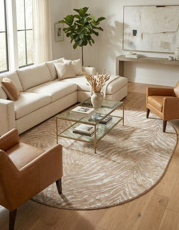 Ivory Beige Finsbury Oval Rug
