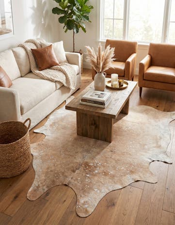 6' 3 x 7' 3 Cowhide Leather Square Rug